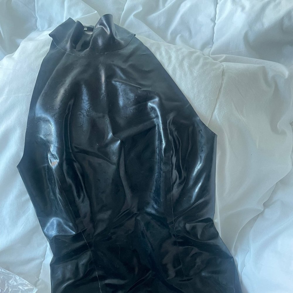 One-Shoulder Black Vegan Leather Dress